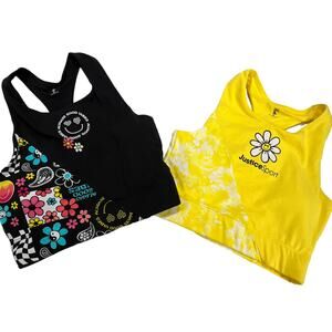 Justice Oh So Soft Girls Racerback Youth Sports Bra Black Yellow Sz 32 Seamless